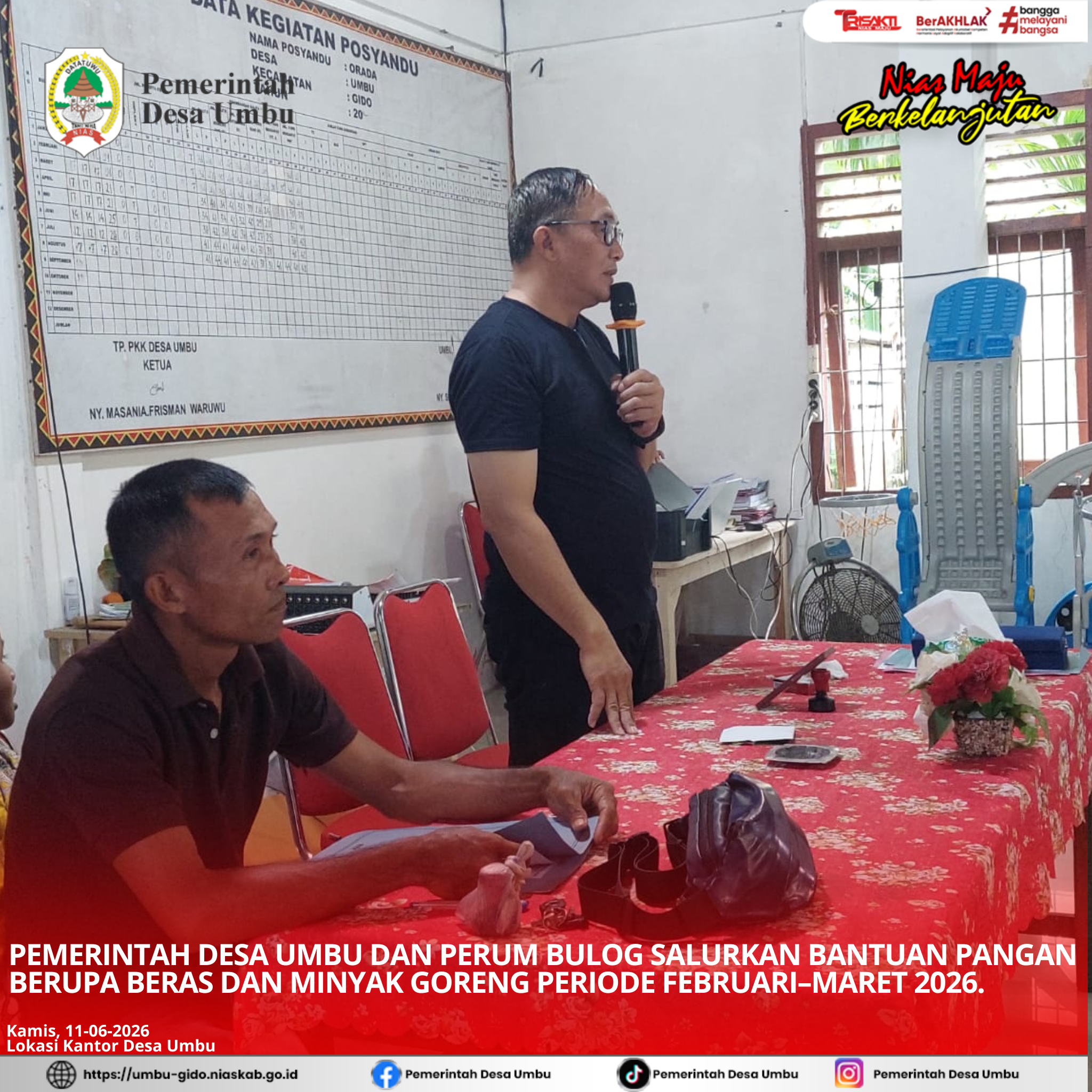 PEMERINTAH DESA UMBU DAN PERUM BULOG SALURKAN BANTUAN PANGAN BERUPA BERAS DAN MINYAK GORENG PERIODE FEBRUARI–MARET 2026.